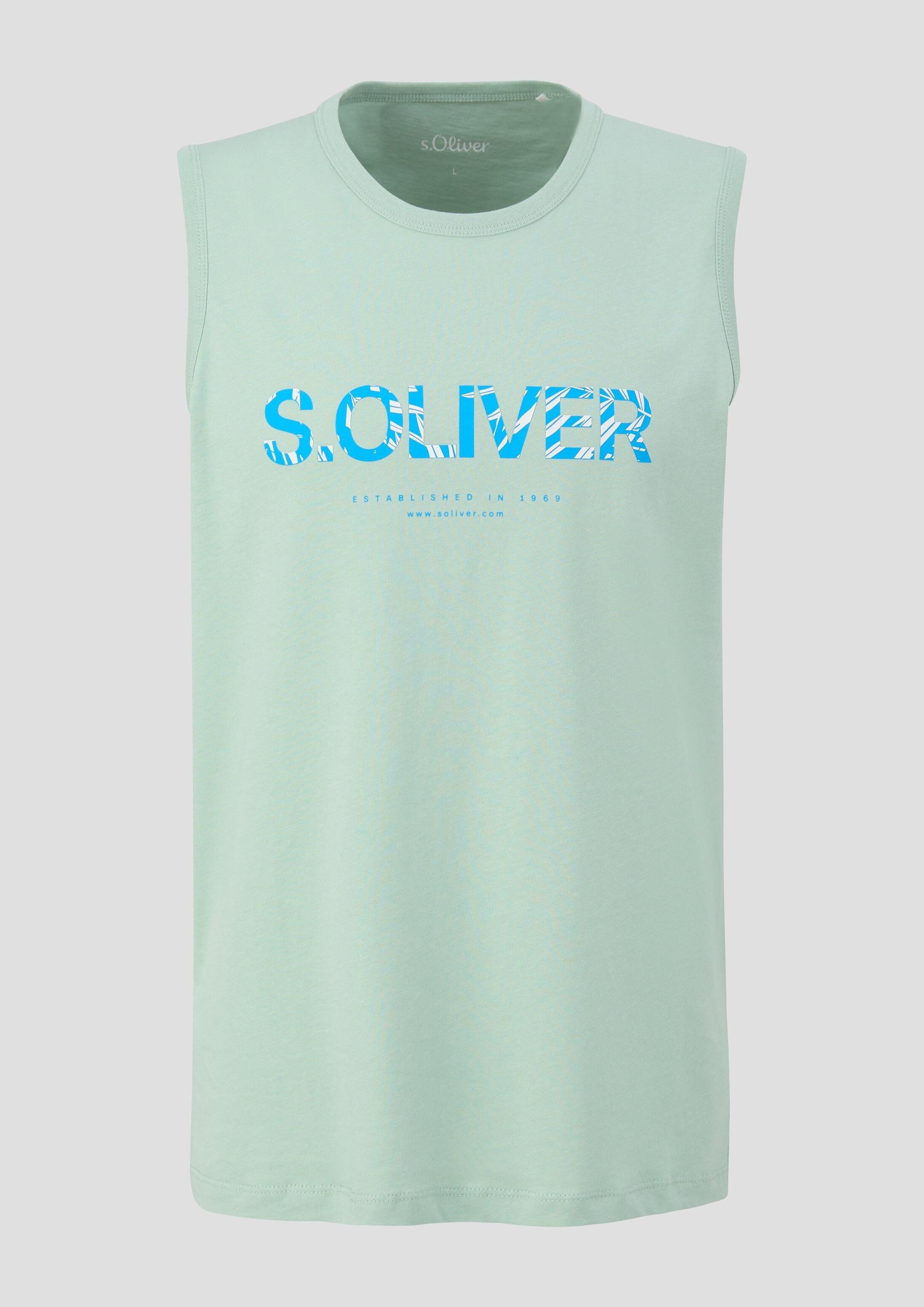 s.Oliver Muskelshirt T-Shirt Ärmelloses Baumwoll-Shirt mit Frontprint