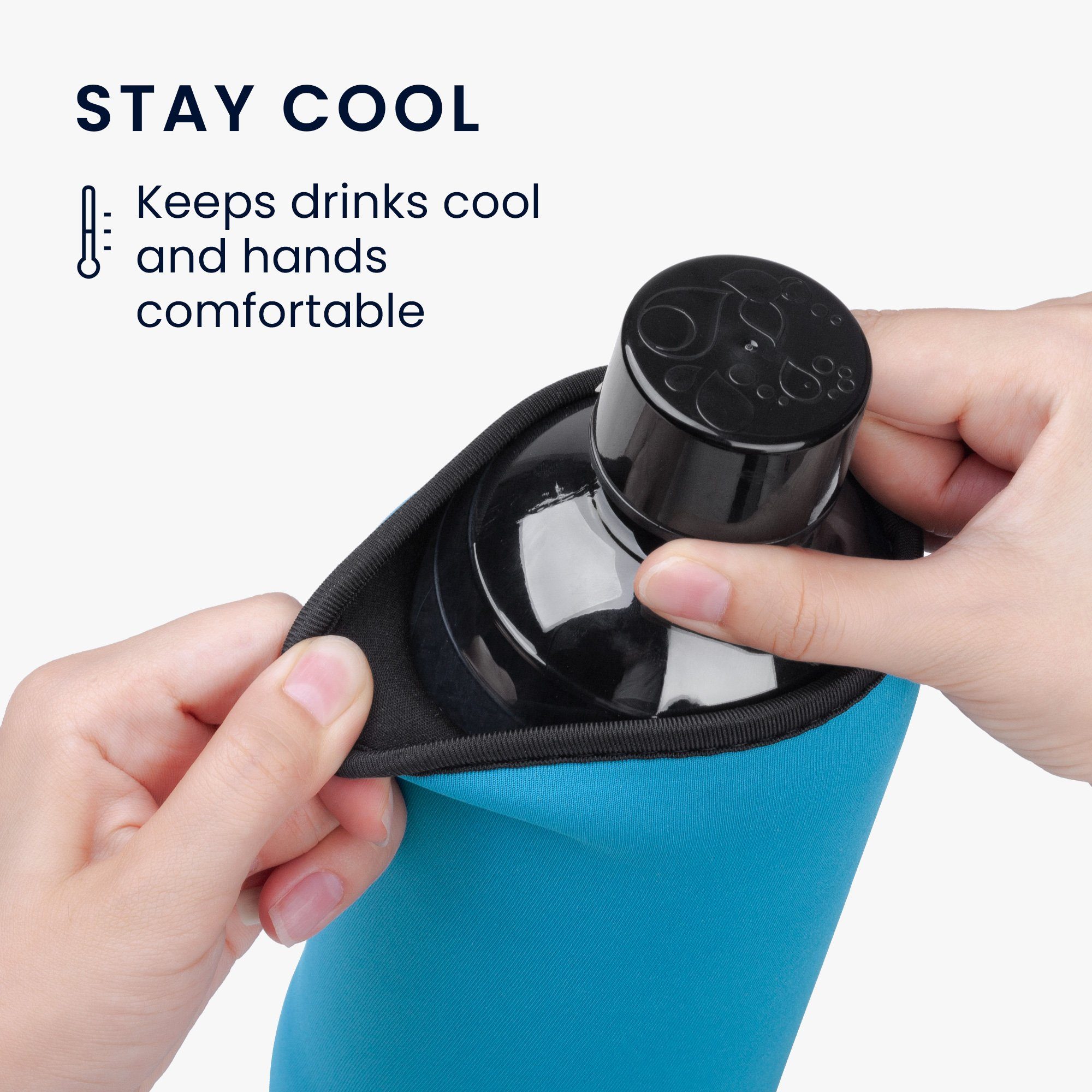 kwmobile Kühltasche 2x Schutzhülle für SodaStream Glasflasche, Neopren Hülle - Flaschen Kühler für Wasser Karaffe in Hellblau Gelb