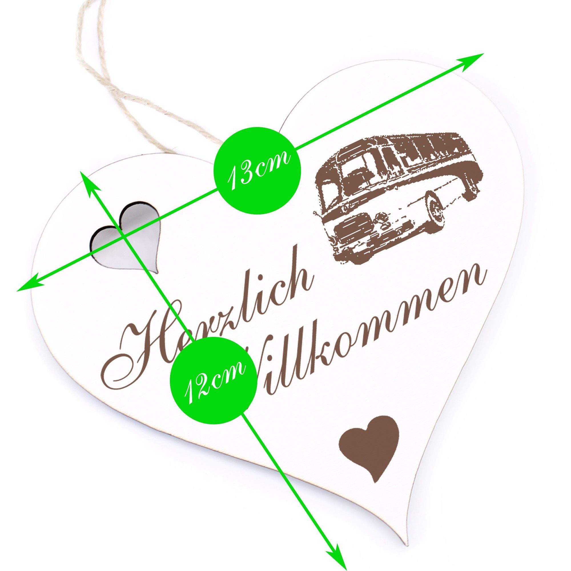 Dekolando Hängedekoration Herzlich Willkommen - Bus 13x12cm alter 