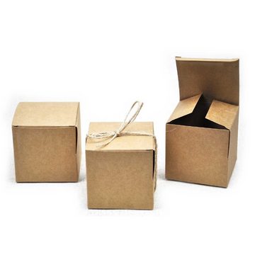 Malantis Geschenkbox Schachteln aus Silphie Papier braun - Gastgeschenk Box - 6 x 6 x 6 cm (quadratische Boxen für Adventskalender, Gastgeschenke, Kosmetik, Schmuck, 10 St), Silphie Papier