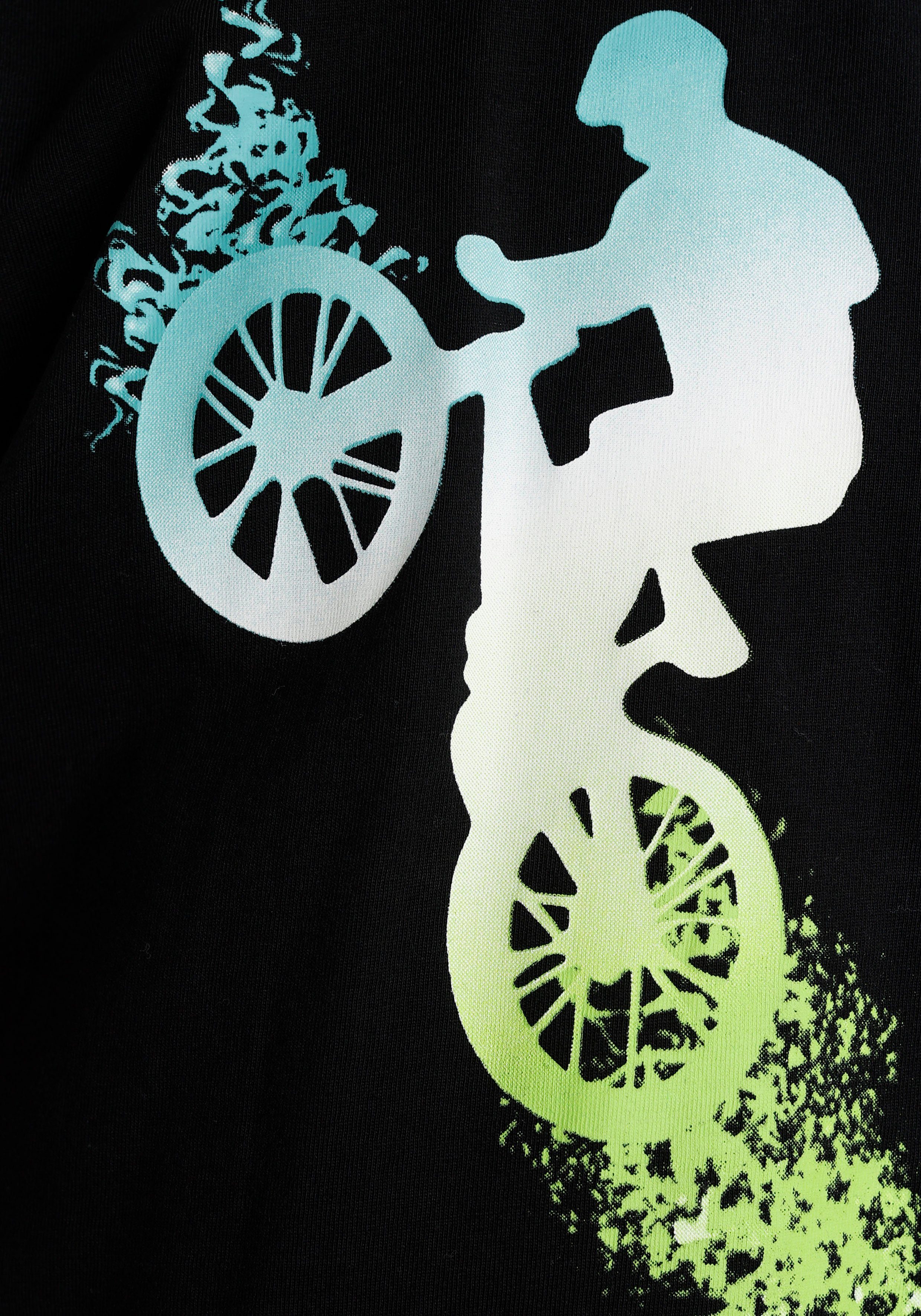 KIDSWORLD Kapuzenshirt BIKER Langarm, sportlicher Stil, mit trendigem Druck, aus Baumwolle