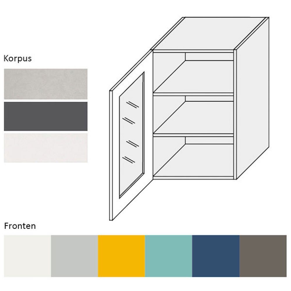 Klapphängeschrank Korpusfarbe 7039 Glas Feldmann-Wohnen Napoli & qurazgrau Ausführung Hochglanz (Napoli) Front-, wählbar 1-türig 50cm RAL grifflos