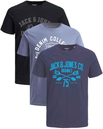 Jack & Jones Print-Shirt (Spar-Set, 3er-Pack) T-Shirts mit Aufdruck aus Baumwolle