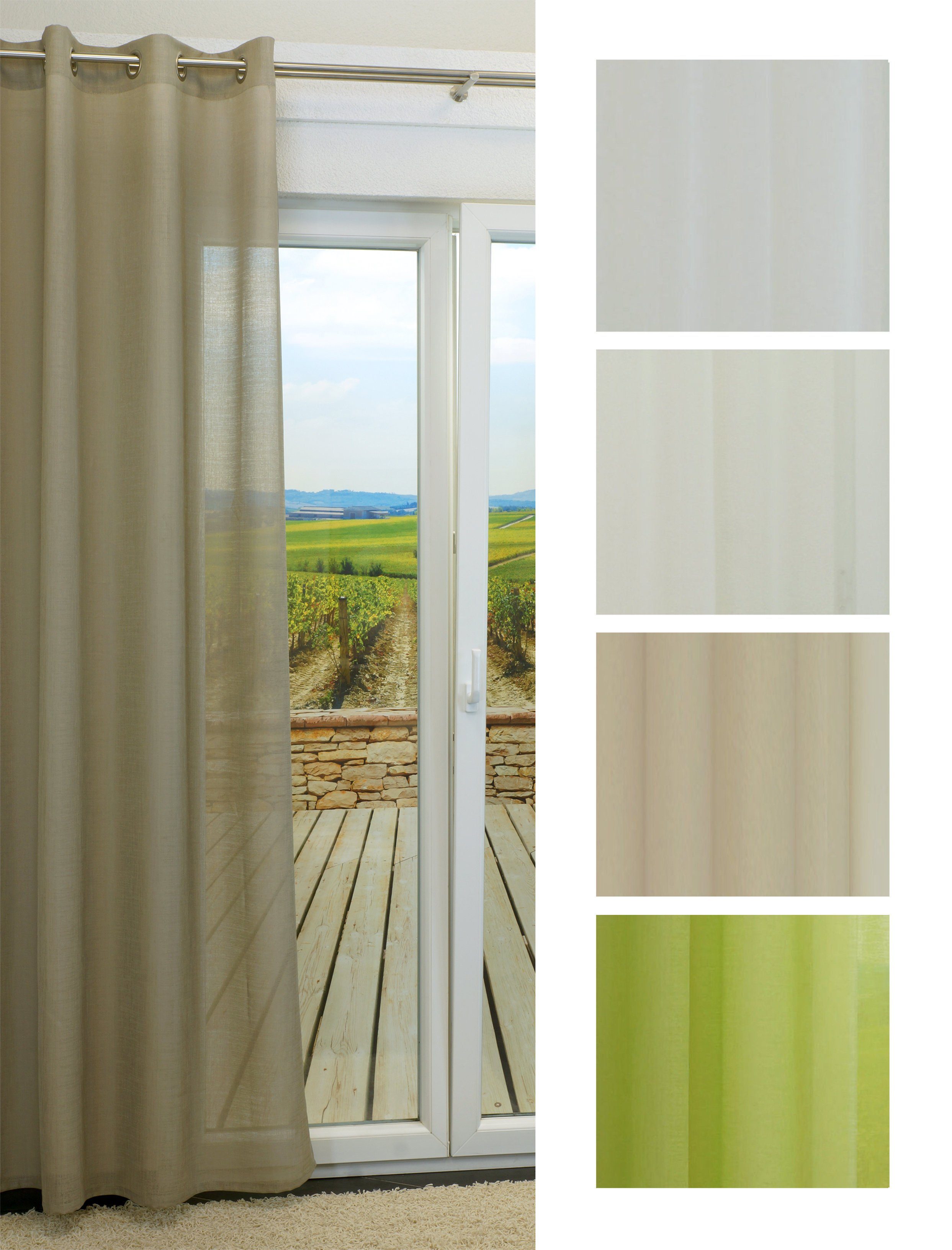 Vorhang Light Canvas, LYSEL®, (1 St), transparent, HxB 245x140cm beige olivgelb