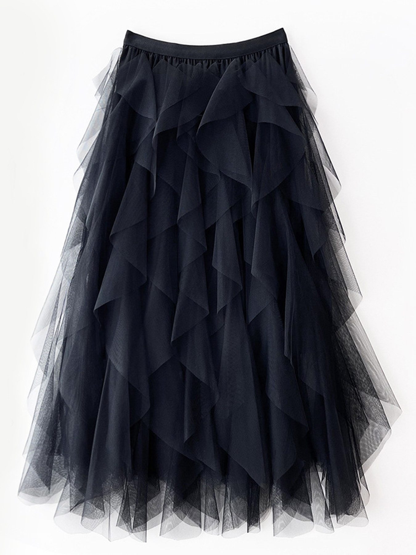 DEBAIJIA Meshrock Damen eleganter langer Rock hoch taillierter rock