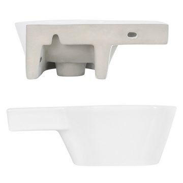 LuxeBath Waschbecken Waschtisch Aufsatzbecken Aufsatzwaschbecken Aufsatzwaschtisch, Keramik Weiß 37,5x19x14cm mit Ablaufgarnitur Pop-Up Ventil Weiß