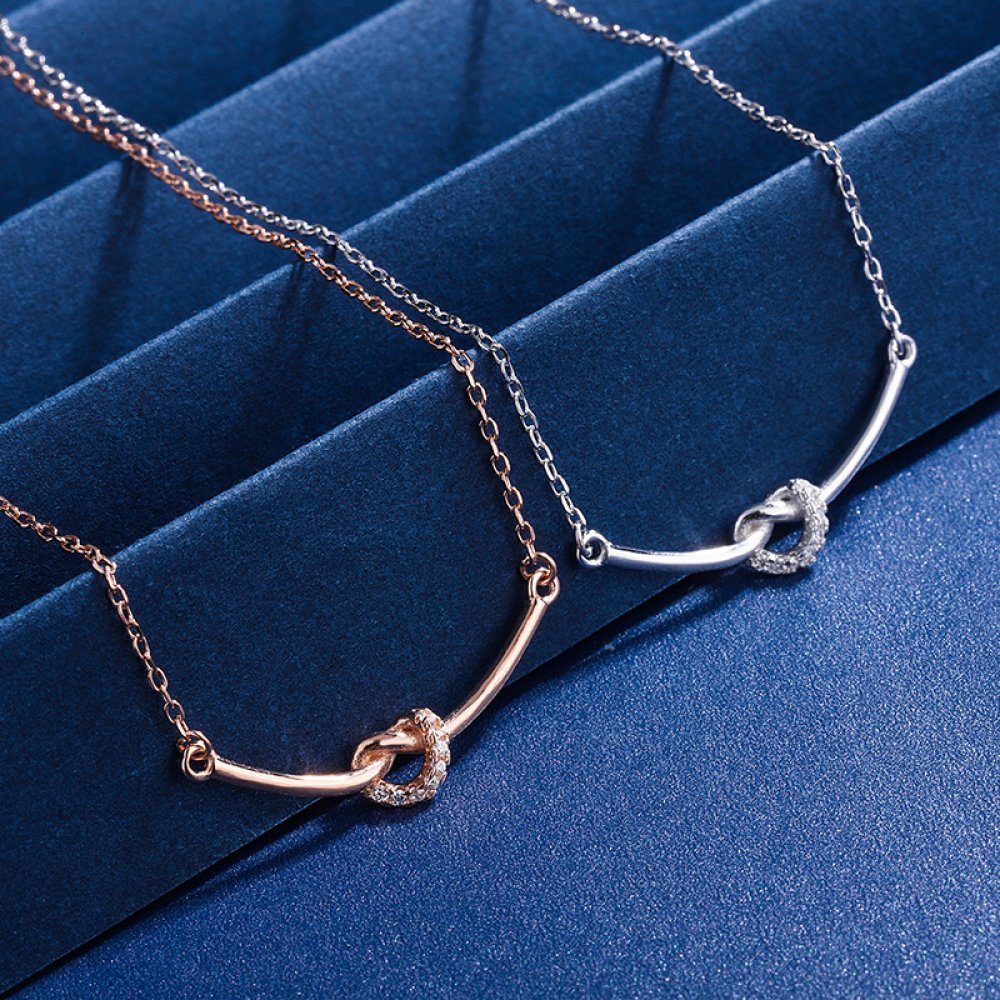 Sterling Kette Frauen geometrische Knoten plattiert inkl für Geschenkbox mit Weihnachtsgeschenke Roségold Invanter , 925 Anhänger Silber Halskette,