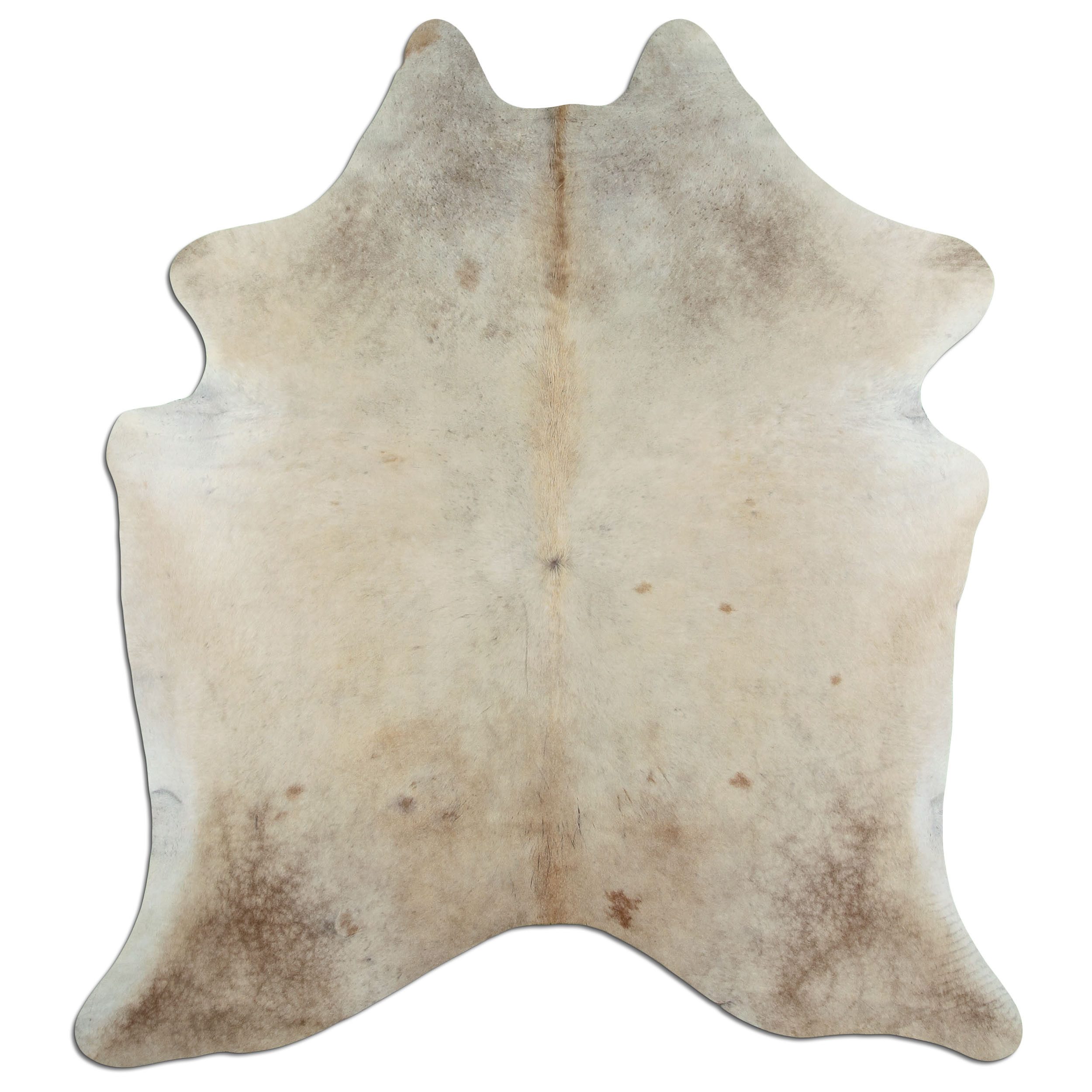 Livorio Fellteppich L180 x B205 cm - beige braun, Kuhfell, Premium Kuhfell Teppich, Rinderfell, Echtfell, light champagne