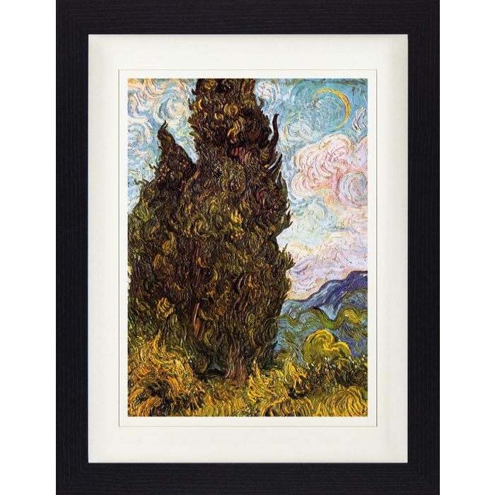 1art1 Bild mit Rahmen Vincent Van Gogh - Zypressen 1889