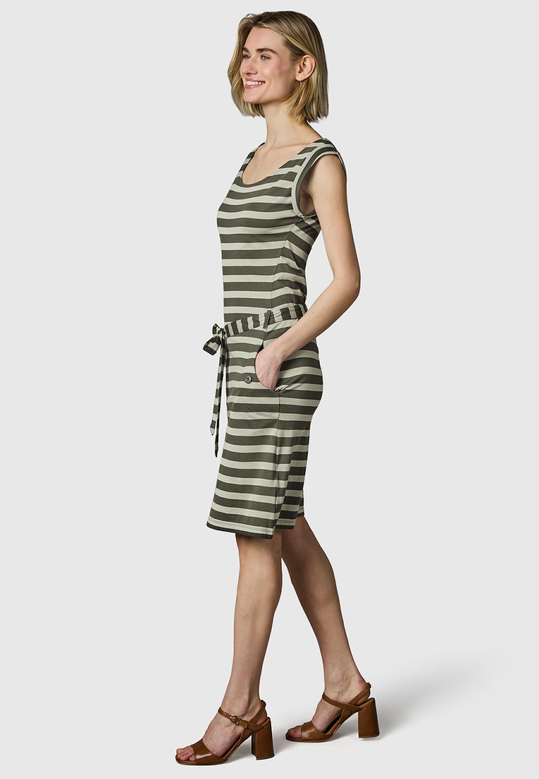 Ragwear Sommerkleid Tagg Stripes gestreiftes Damen Minikleid mit Taillenband und Taschen