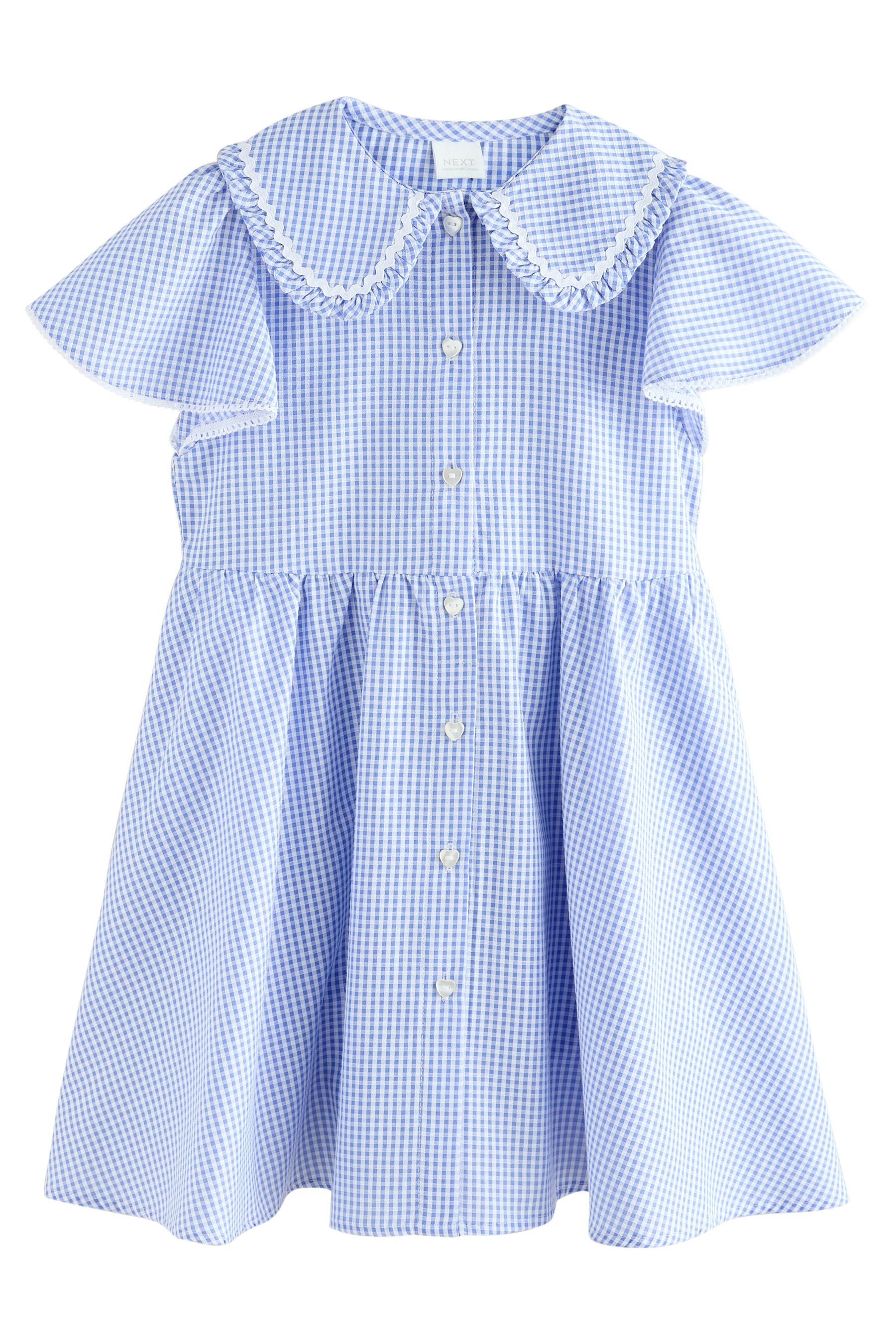 Next Hemdblusenkleid Kleid mit Vichykaros und Engelsärmeln (1-tlg)