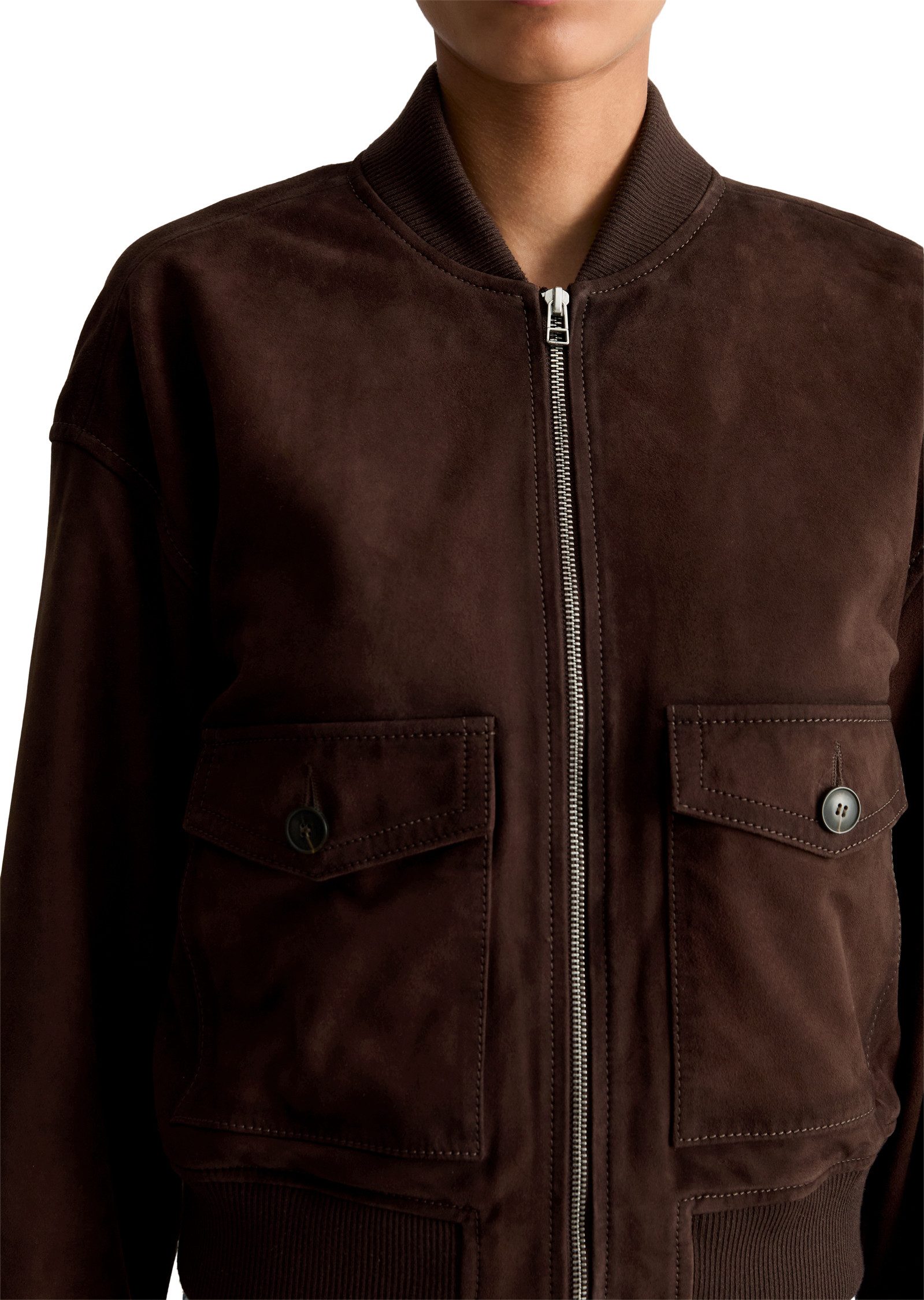 Marc O'Polo DENIM Lederjacke aus weichem Ziegenveloursleder