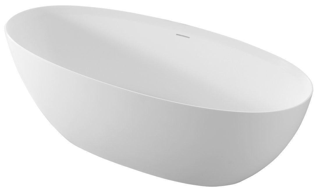 Polysan s.r.o. Badewanne NOYA Freistehende Badewanne 170x76x56cm, solid surface, weiß matt, Polysan-92330