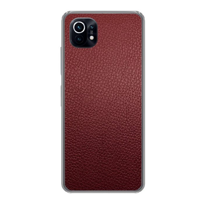 MuchoWow Handyhülle Leder - Lederoptik - Rot - Leicht Phone Case Handyhülle Xiaomi Mi 11 Silikon Schutzhülle