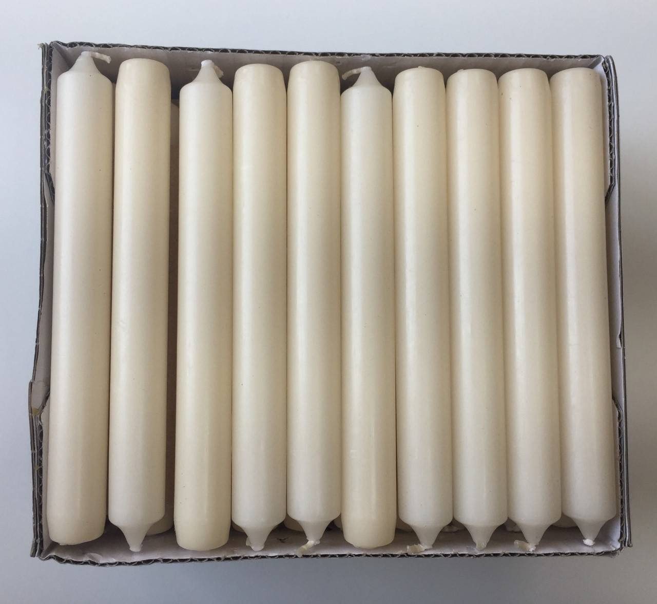 INNA-Glas Tafelkerze 10er Set Stabkerze Charlotte, creme, 18,5cm, Ø 2,1cm, 6,5h