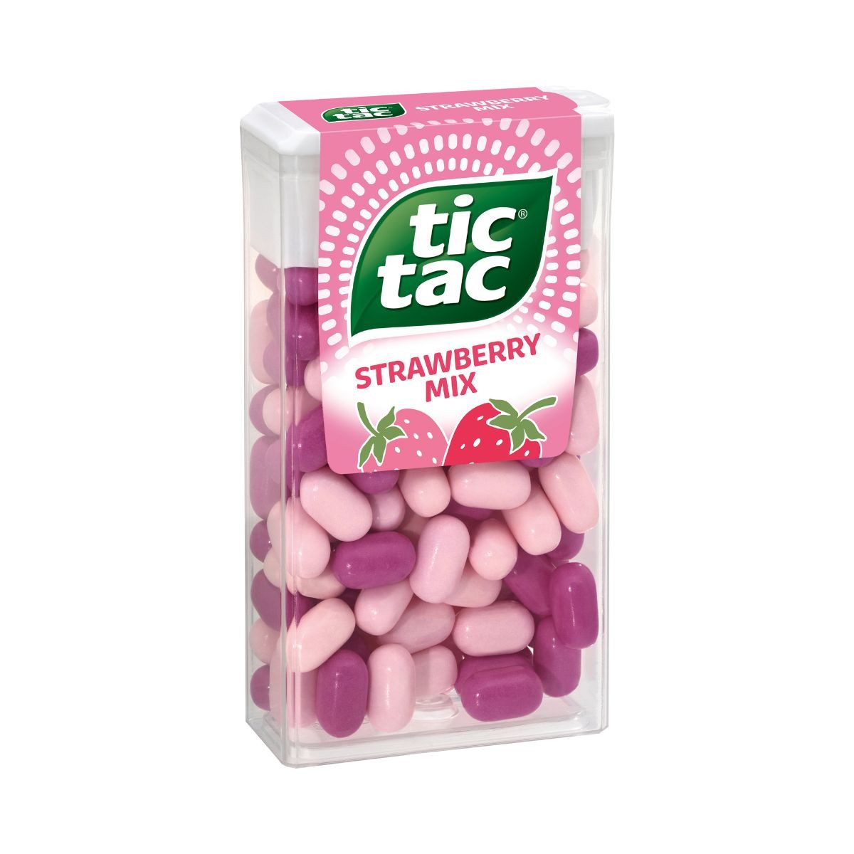 tic tac Süßigkeit, tic tac Strawberry Mix Erdbeer Zitronen Pfefferminze Dragees 54g