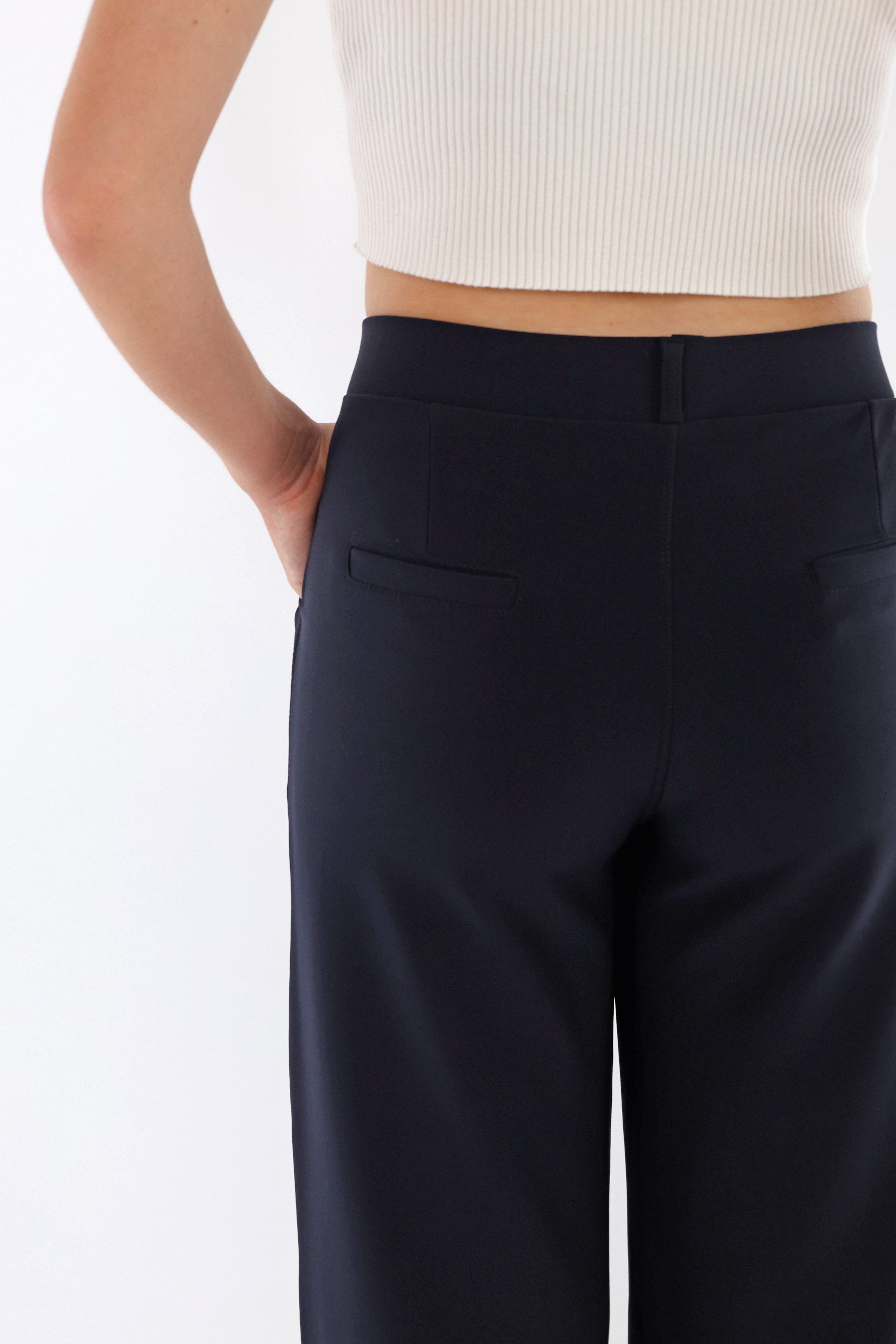 MIRROSI Stretch-Hose Damen Hose mit breitem Bein High Waist