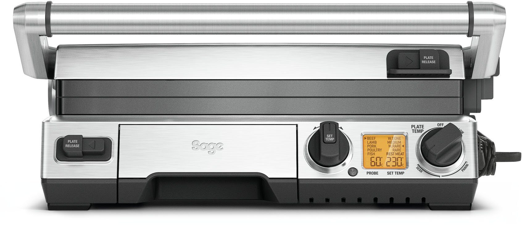 Sage Kontaktgrill the Smart Grill Pro, BGR840BSS, 2400 W, antihaftbeschichtete und geneigte Grillfläche