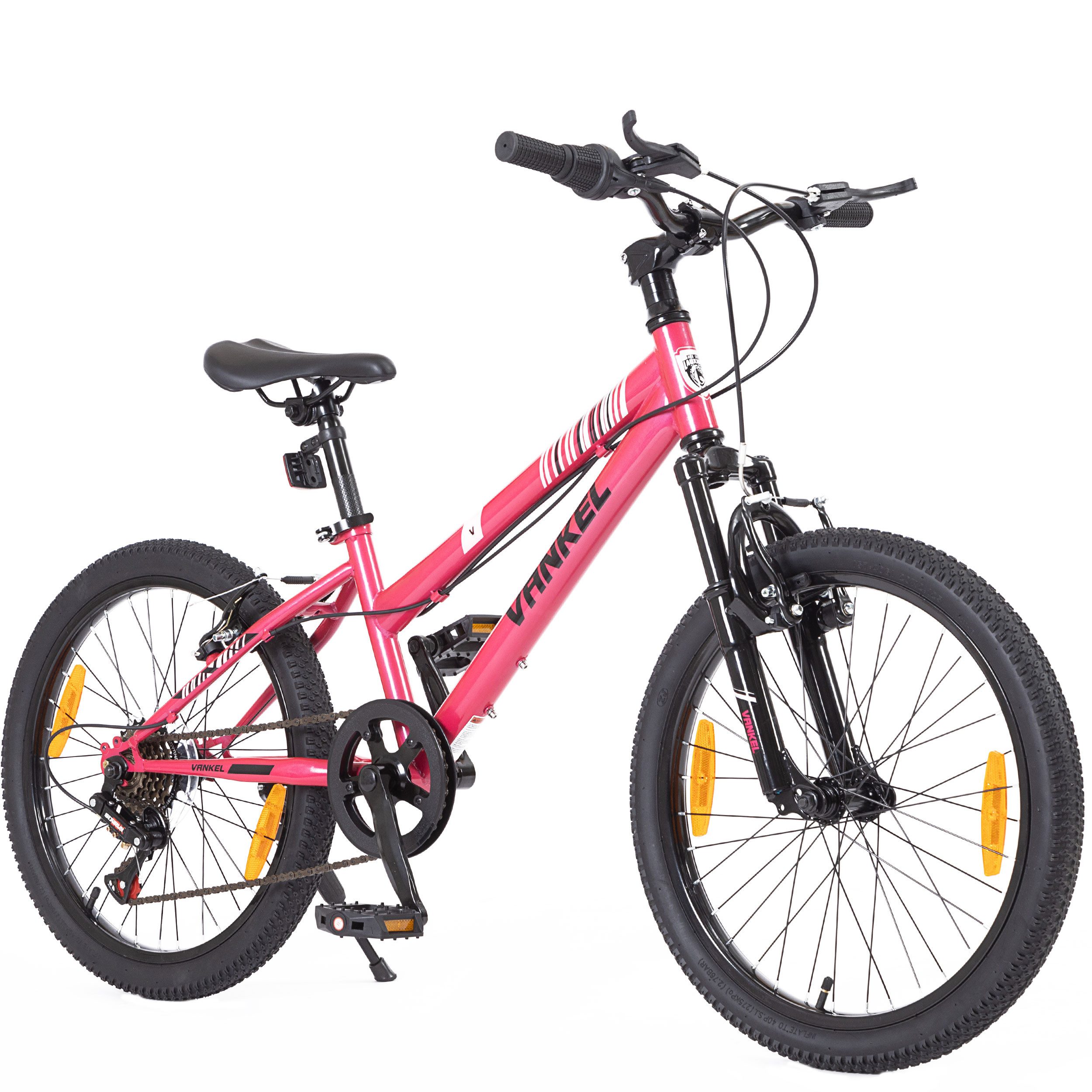 Vankel Kinderfahrrad Mountainbike 20 Zoll, Kinderrad ab 6 Jahren, Geschenk für Kinder, 6 Gang, Kettenschaltung, Mädchen Jungen Fahrrad mit V-Bremse, sportliches Design