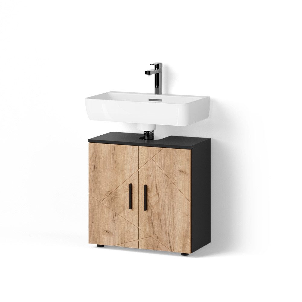 Livinity® Waschbeckenunterschrank Ronco, Goldkraft Eiche/Anthrazit/Goldkraf günstig online kaufen