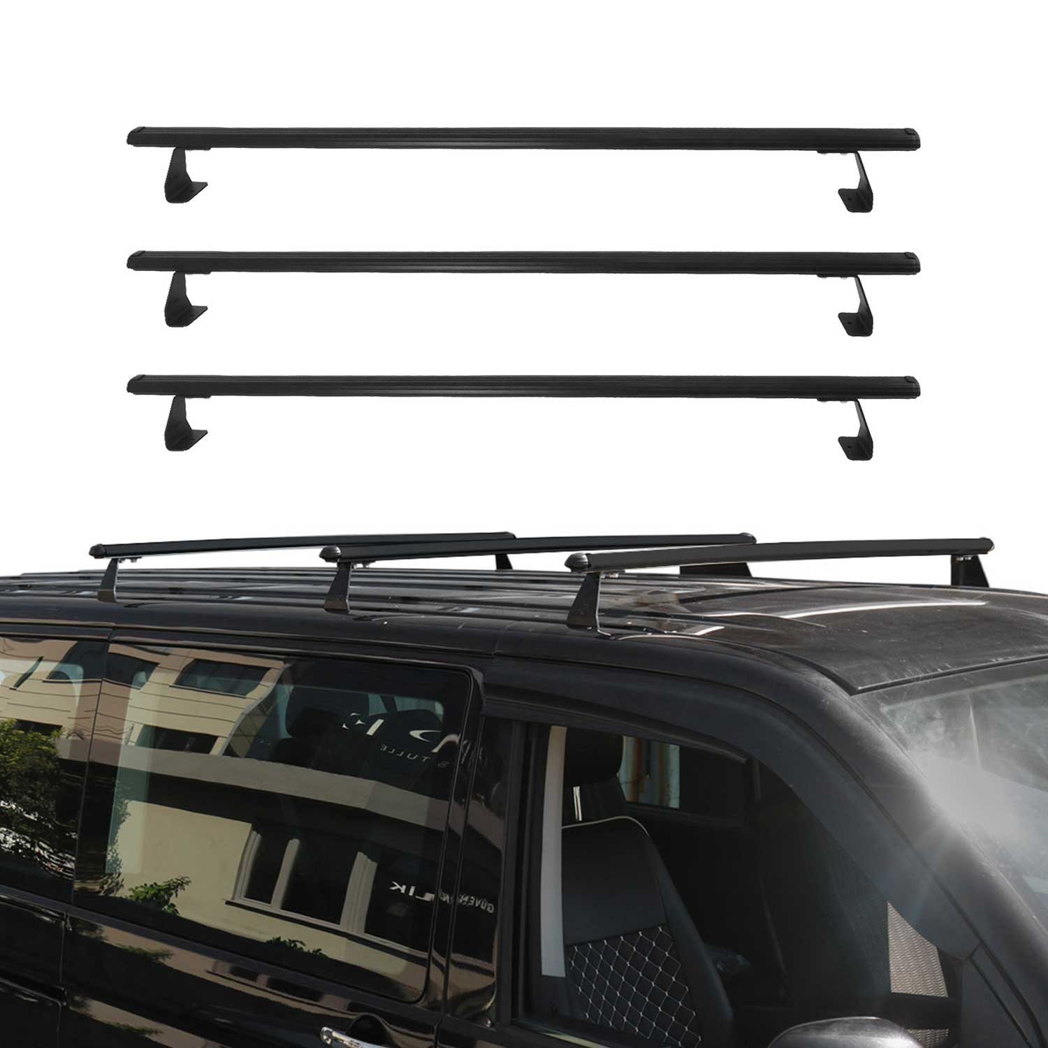 OMAC Dachträger Dachträger für VW T7 Multivan 2021-2024 Querträger Schwarz Alu 3 tlg (3-St), Wasserbeständig,Abnehmbar,Multifunktional,Schwerbeanspruchbar