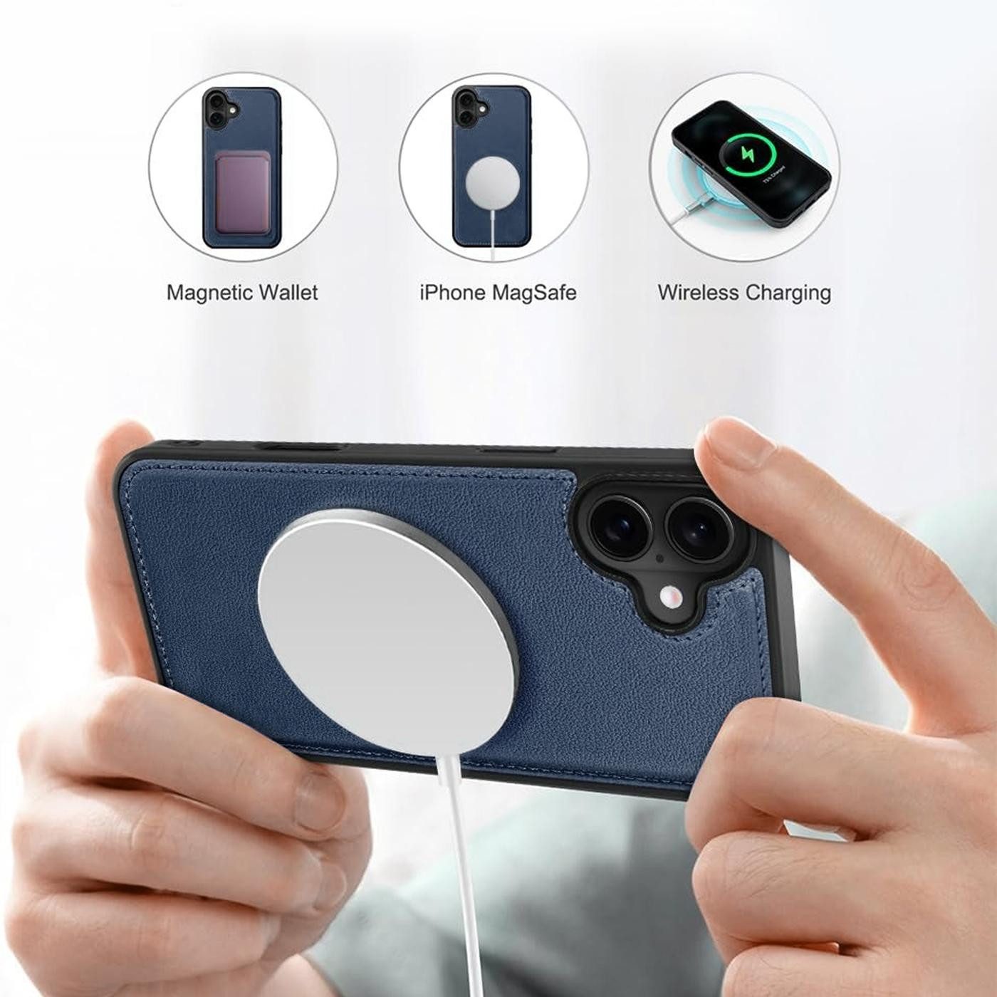 CoolGadget Handyhülle Magnet Book Case für Apple iPhone 17 Hülle + Klapphülle 6,3 Zoll, 2in1 abnehmbare magnetische RFID Schutzhülle Kartenfach Fotofenster – Bild 5 von 5