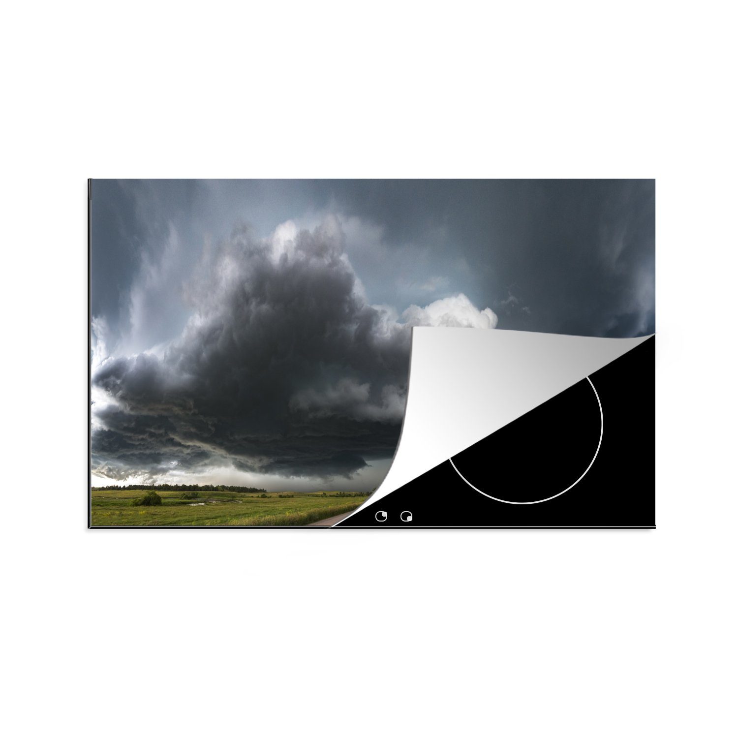 MuchoWow Herdblende-/Abdeckplatte Gewitterwolke in Wyoming, Vinyl, (1 tlg), 83x51 cm, Ceranfeldabdeckung, Arbeitsplatte für küche