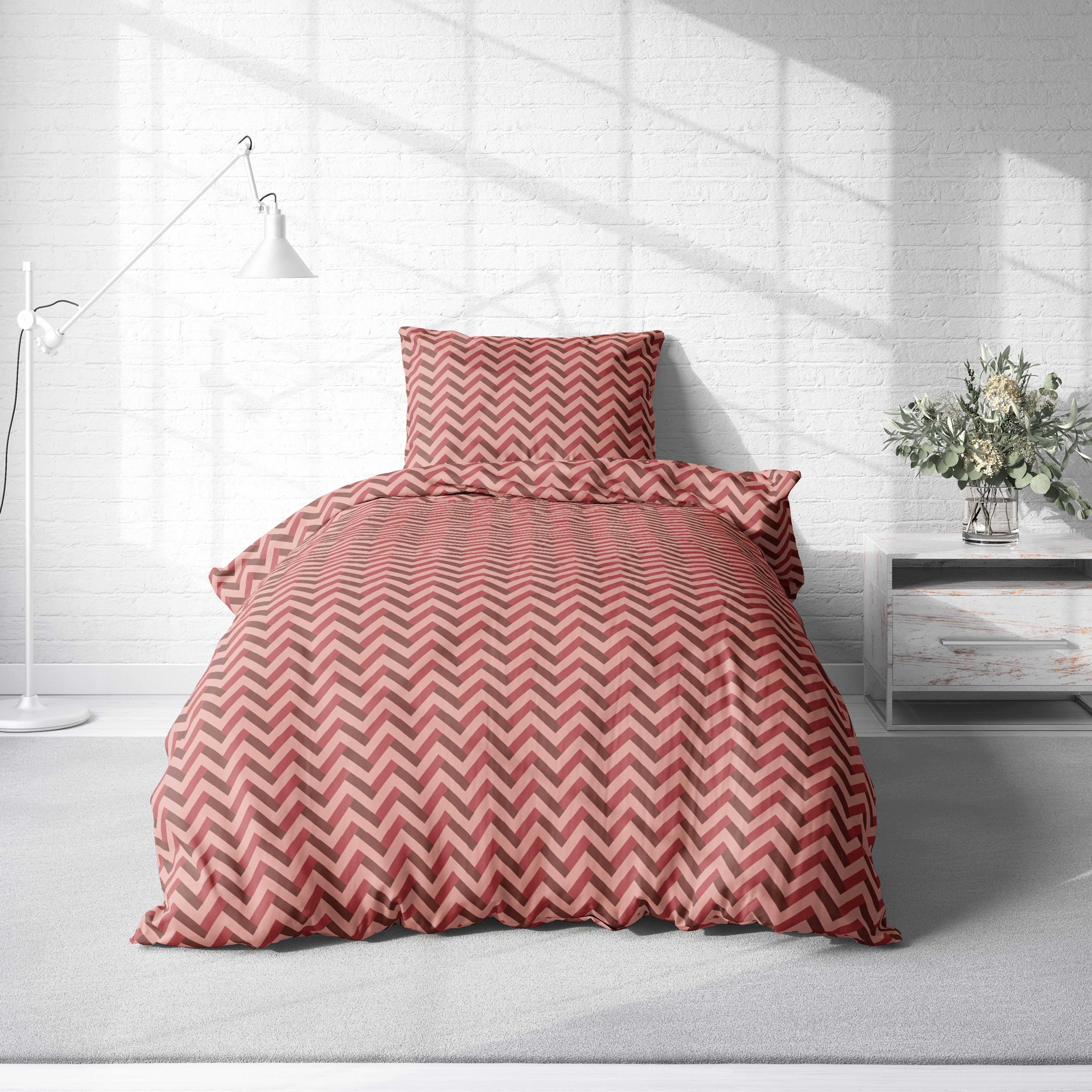 One Home Bettwäsche Zickzack, Jersey, 2 teilig, retro, kuschelig weiche Bau günstig online kaufen