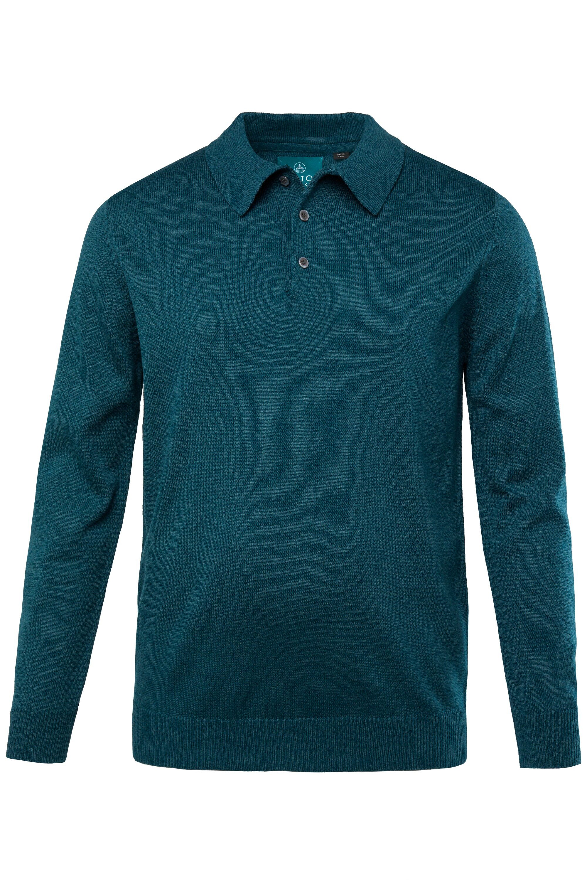 Rundhalspullover Strick-Poloshirt Langarm