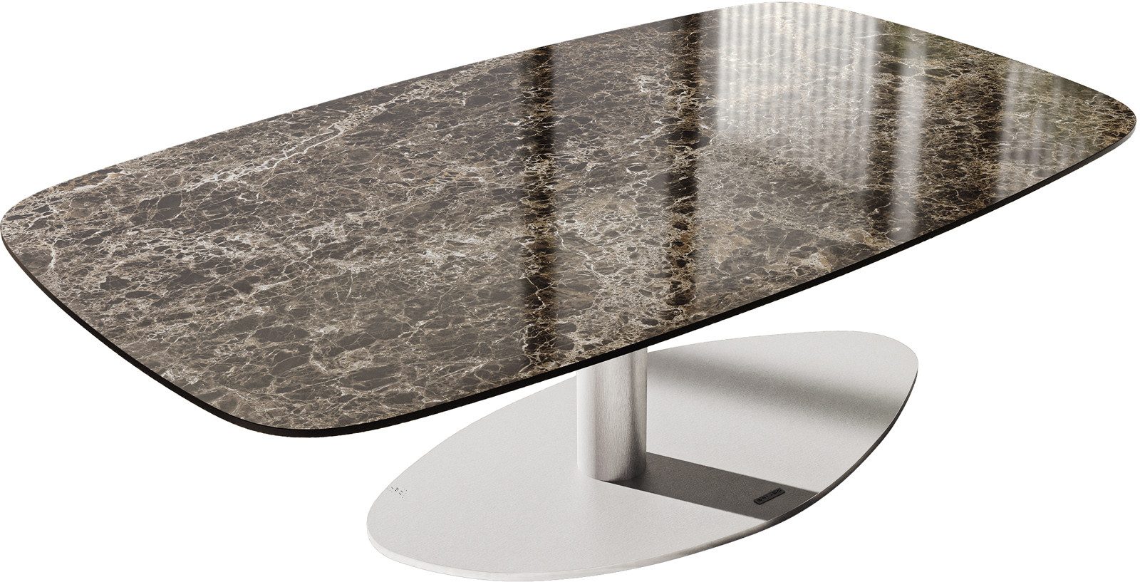 DELIFE Couchtisch Edge, Boot 120x70 cm Keramik Laminam® Emperador Extra Lucidato Dunkelbraun V