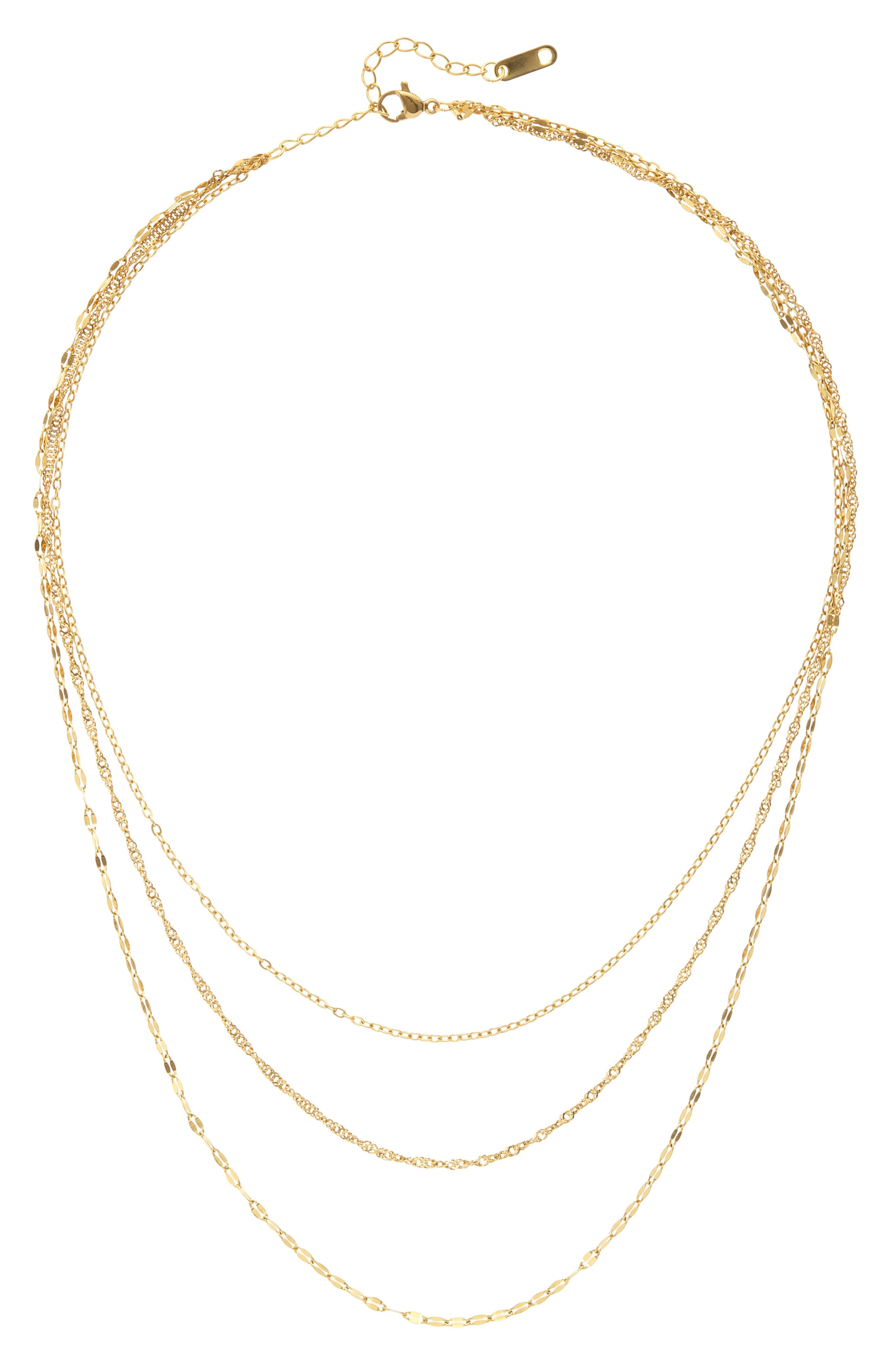 LASCANA Collier 3- reihige Halskette, Hochwertige und zarte Kette mit Goldb günstig online kaufen