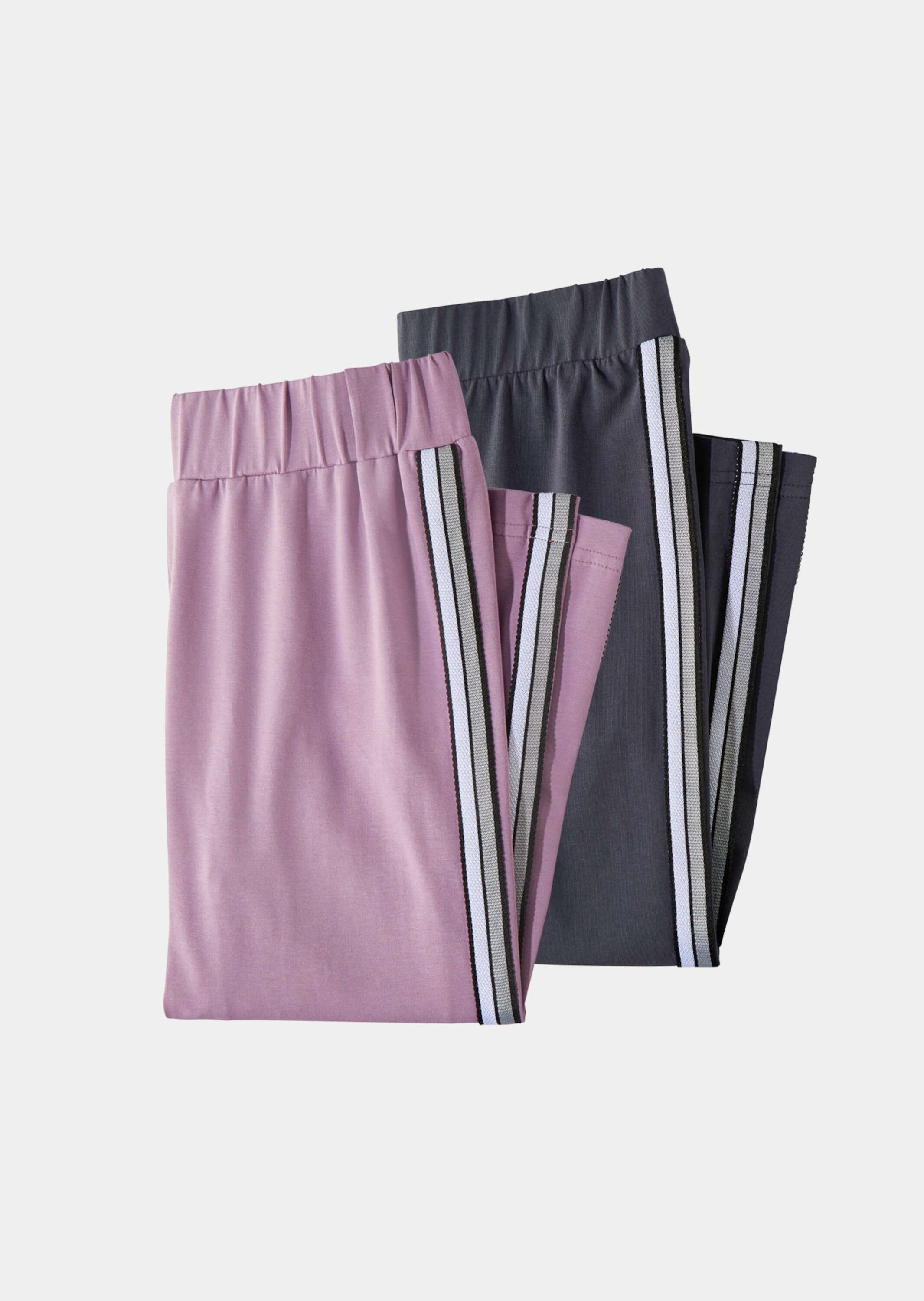 GOLDNER Jogginghose Kurzgröße: Zweierpack Leggings mit schmalem Bein Bequeme, lange Leggings mit breitem Bund und Streifen