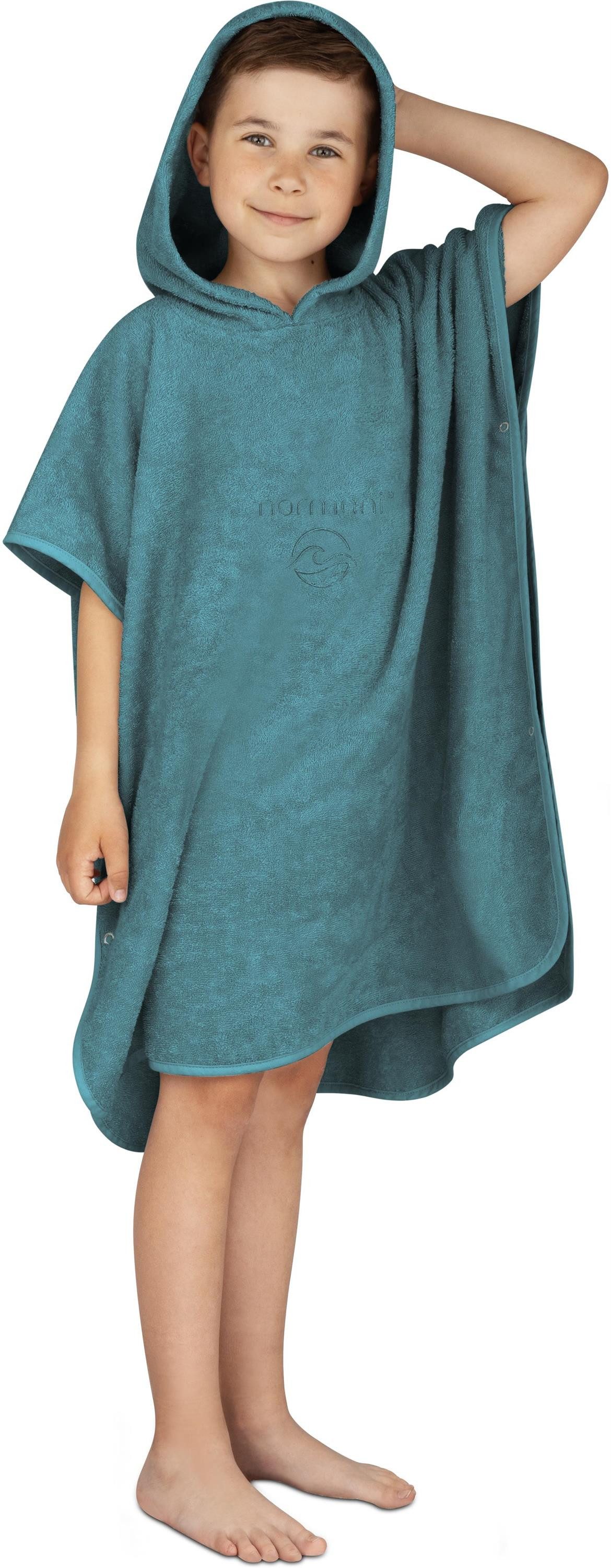 normani Badeponcho Badeponcho aus Bio-Baumwolle für Kinder, Bio-Baumwolle, Kapuze, Schlupf, Kinderbademantel mit Kapuze Strandponcho