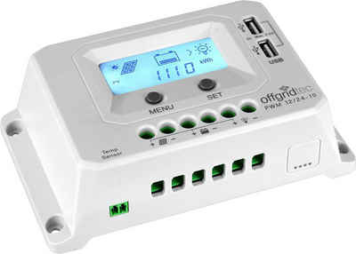 offgridtec Solarladeregler PWM Pro Laderegler 12V/24V - 10A USB-Port, Integrierter Geräte-und Batterieschutz