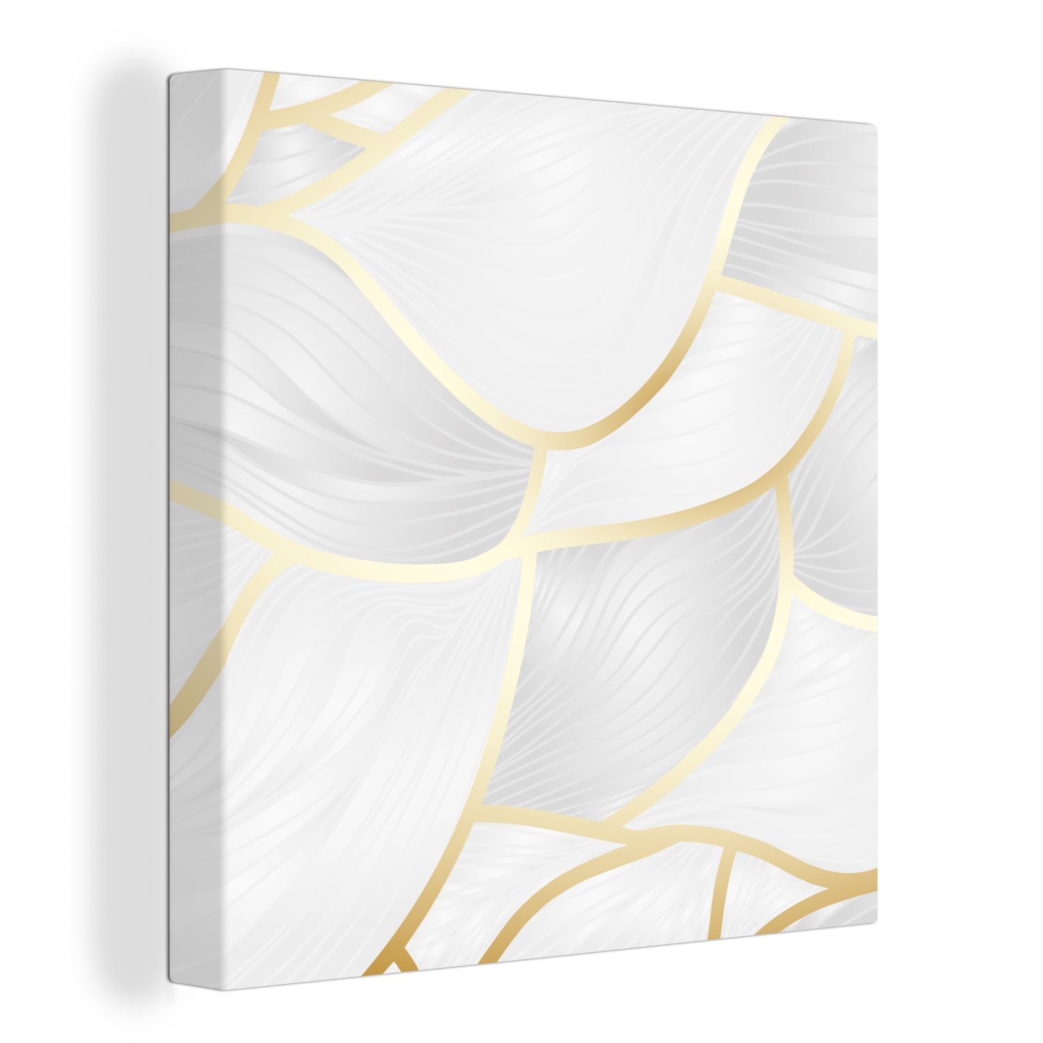 OneMillionCanvasses® Leinwandbild Abstraktes Muster mit goldenen Linien, (1 St), Leinwand Bilder für Wohnzimmer Schlafzimmer bunt
