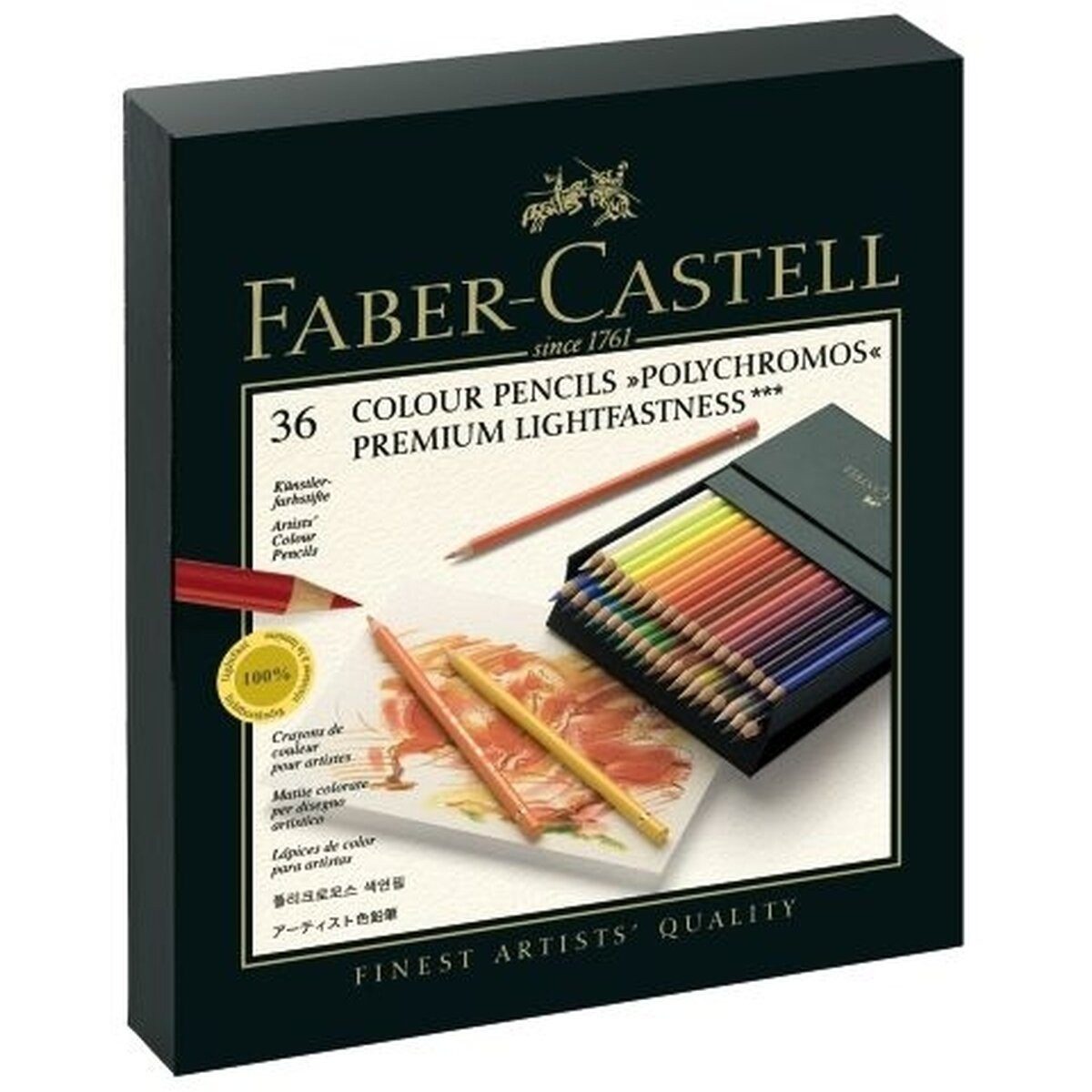 Faber-Castell Maltuch Künstlerfarbstift Polychromos farbig sortiert in Atelierbox 36 Stück