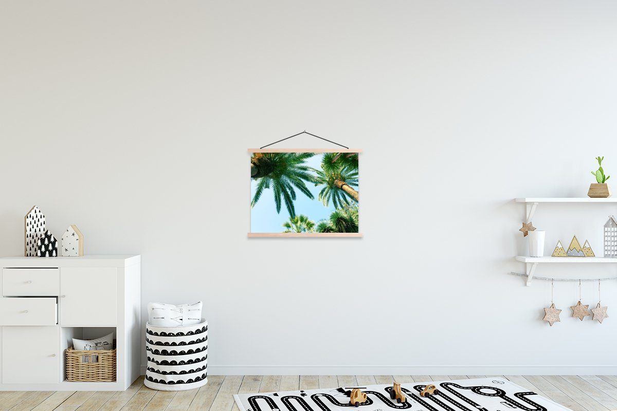 MuchoWow Poster Palmwedel - Himmel für Tropisch, (1 Wohnzimmer, - Bilderleiste, Sommer Magnetisch St), - Textilposter Posterleiste