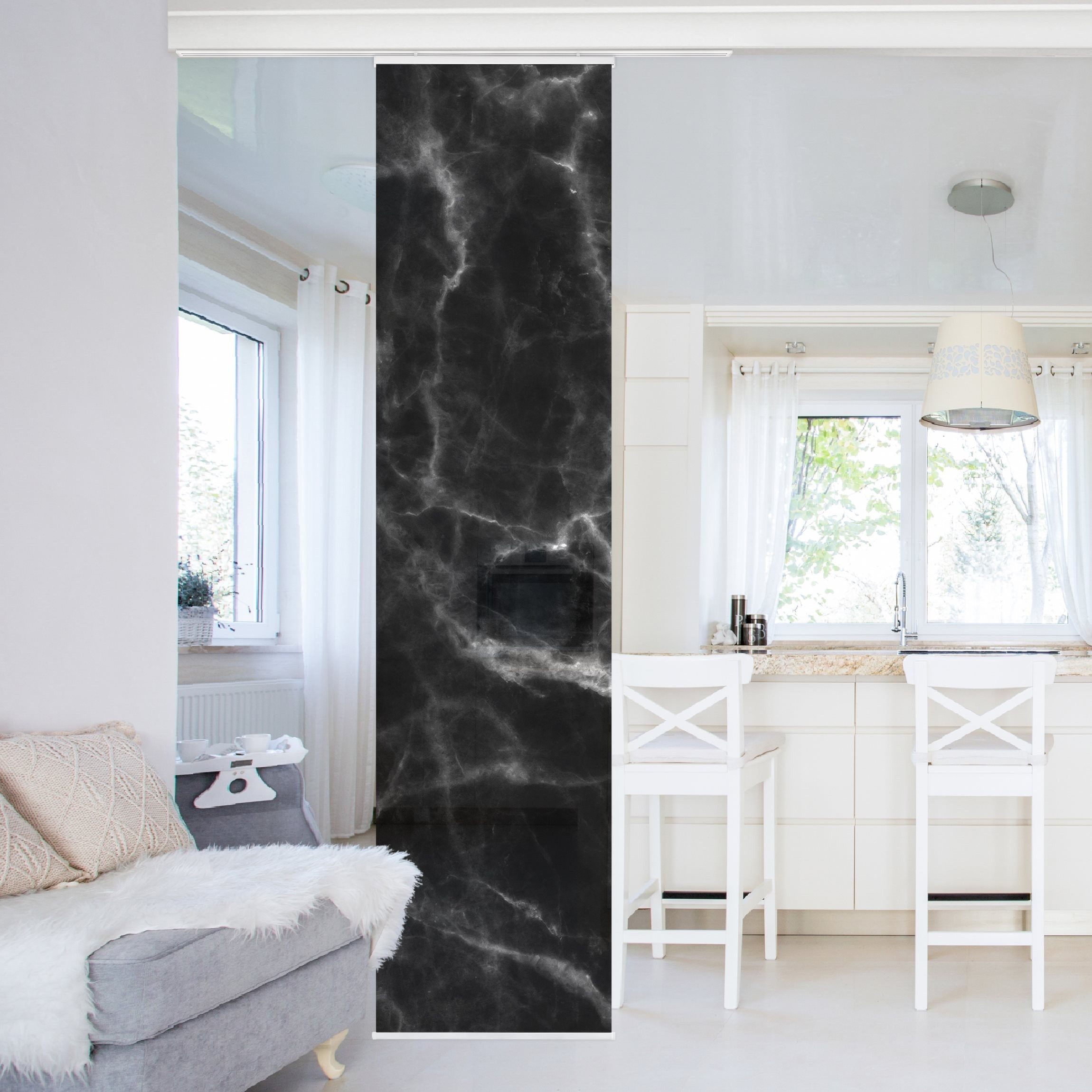 Bilderdepot24 Schiebegardine modern Flächenvorhang blickdicht Nero günstig online kaufen