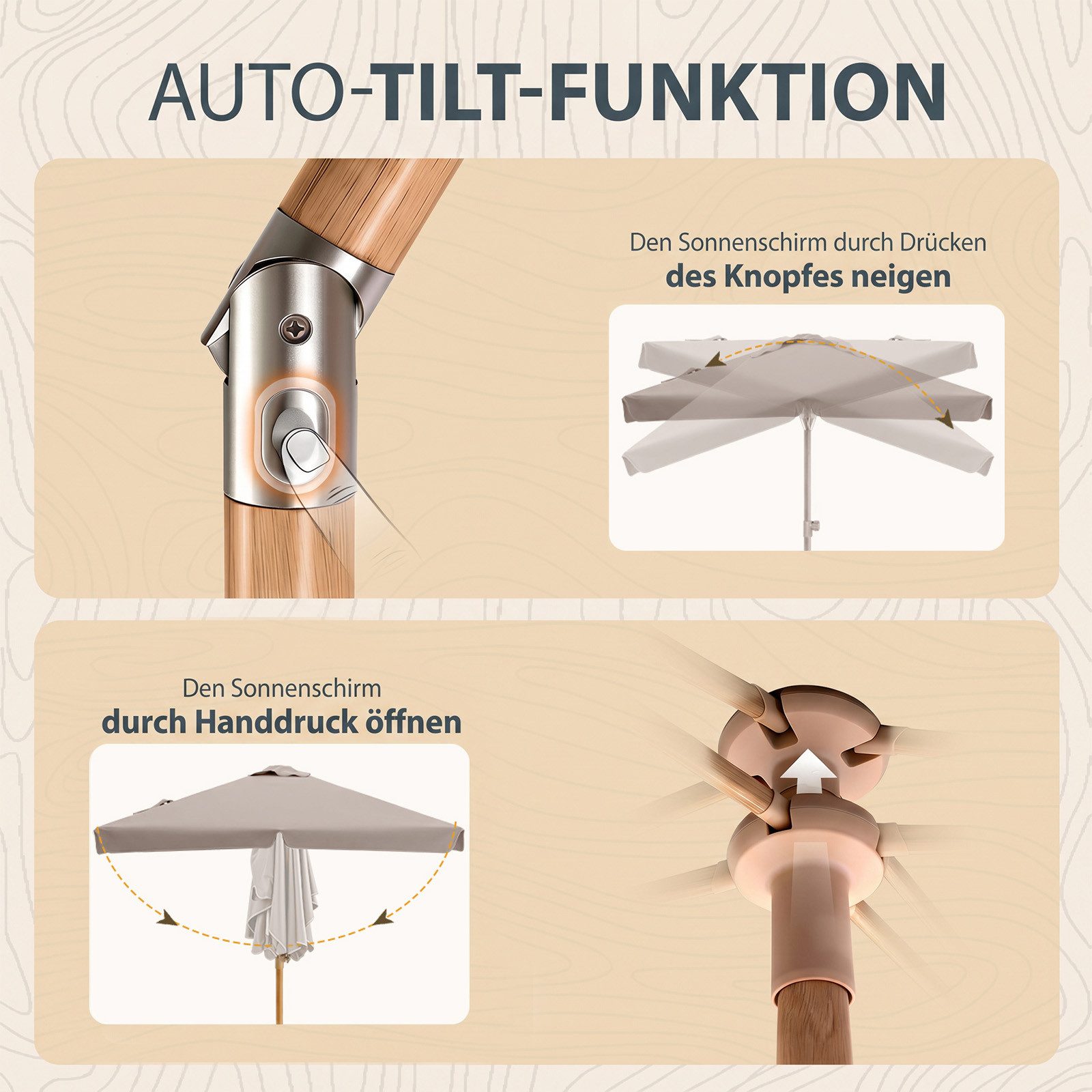 Sekey Rechteckschirm Sonnenschirm Rechteckig Balkon Balkonschirm Knickbar, UV50+ Sonnenschutz, für Terrasse