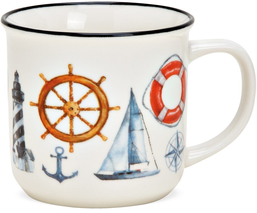 maritim Leuchtturm Anker cm, & HOBBY Kaffeebecher 2er Porzellan HOME 8 Porzellan Tasse matches21