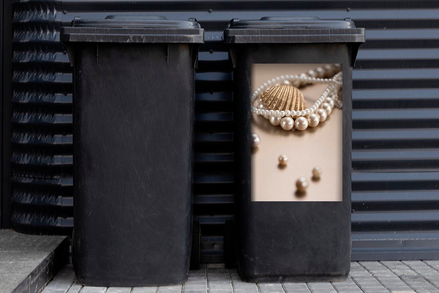 St), Mülltonne, Wandsticker einer Sticker, Nahaufnahme Perlenkette Mülleimer-aufkleber, (1 MuchoWow Container, Abfalbehälter