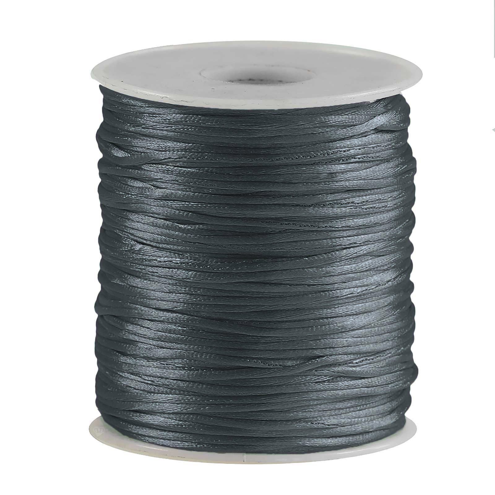 maDDma Kordel Satinschnur 80m x 1mm Flechtschnur Kumihimo Bastelschnur, anthrazit
