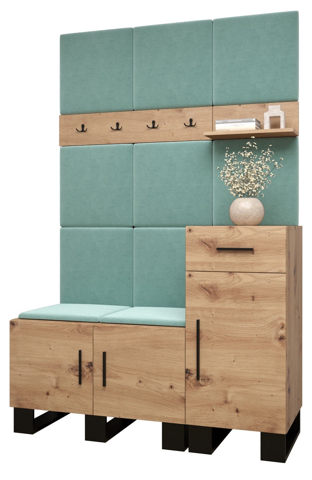 ABIKS MÖBEL Шафи-Set ARTIN Set 5 Garderobe mit gepolsterten Paneelen, Industriell Design