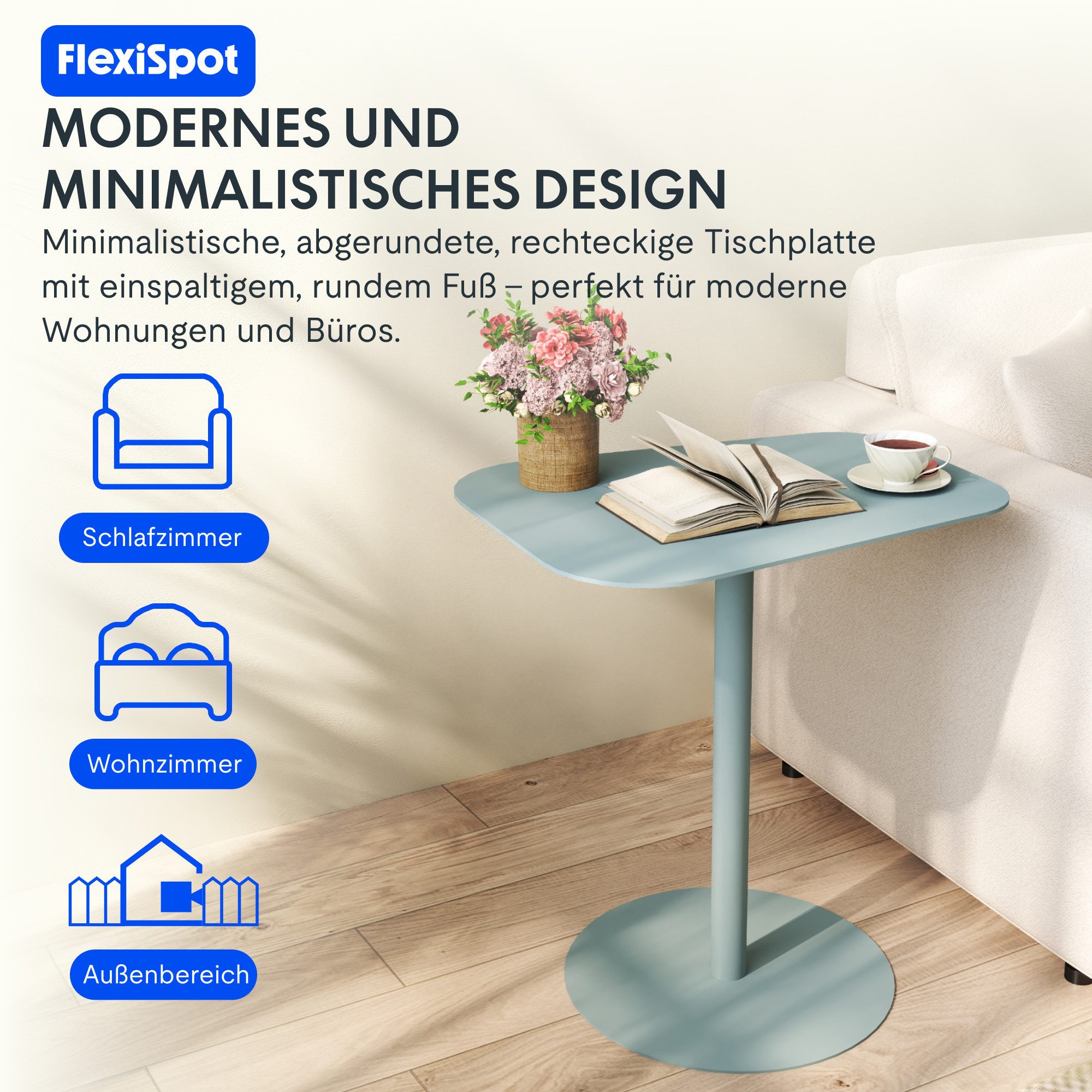 FLEXISPOT Ablagetisch Beistelltisch aus Stahl – Stabil & Farbvielfalt, Gartentisch (für Wohnzimmer, Bett, Balkon oder Garten, – Als Sofatisch, Nachttisch oder O – Bild 5 von 5