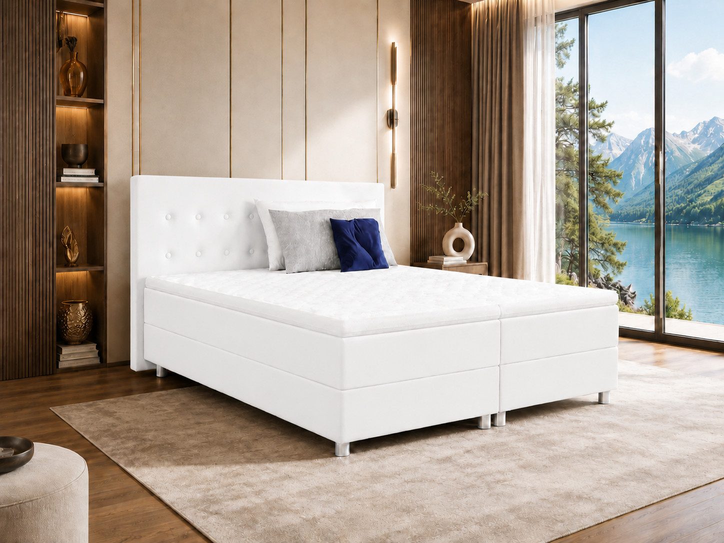 Best for Home Boxspringbett mit gepolstertem Kopfteil, komfortabler Bonnell-Matratze & 5 cm Topper (Boxspringbett-Set mit Matratze und Topper, 1-St., 90x200 120x200 140x200 160x200 180x200 200x200), Handwerksqualität,TOP Preis-Leistungs-Verhältnis