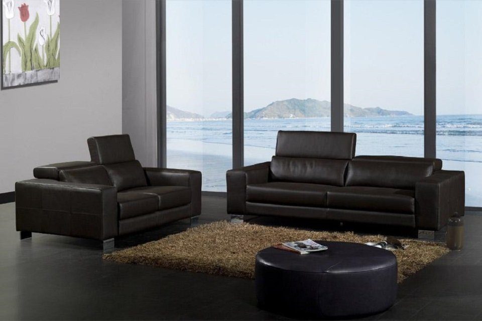 JVmoebel Sofa Ledersofa Couch Wohnlandschaft 3+2 Sitzer Garnitur Design Modern Sofa, Made in Europe Braun
