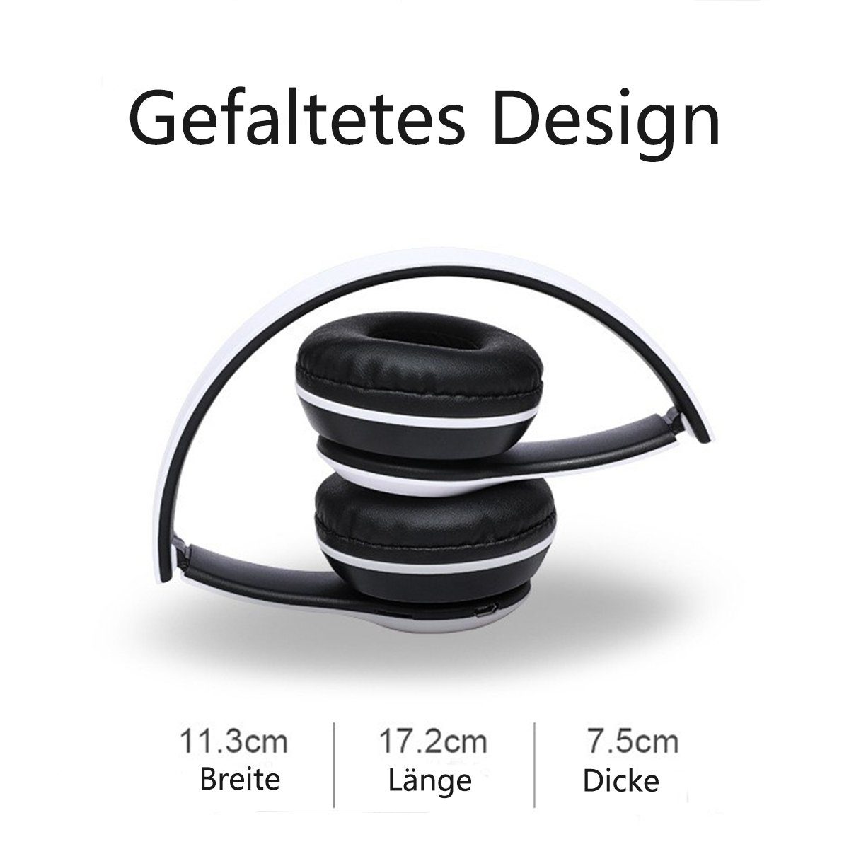 autolock Bluetooth Over-Ear-Kopfhörer Wireless Faltbare Headset Over-Ear-Kopfhörer (Stereo Kopfhörer mit Micro USB Kabel, 3,5mm Köpfhorerkabel)