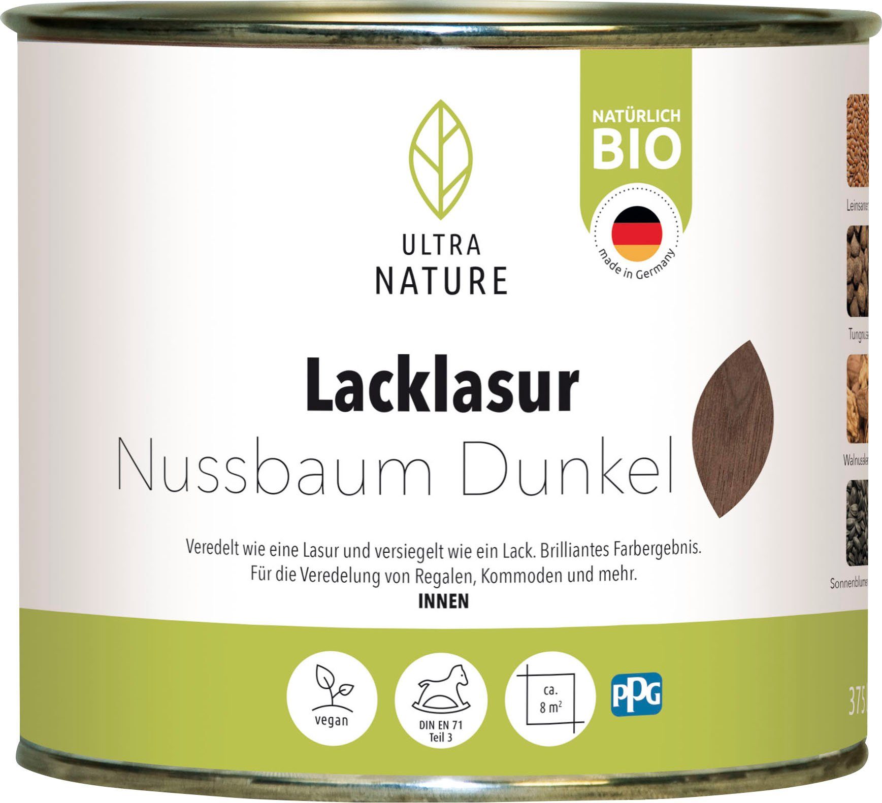 NATURE Lacklasur braun Nussbaum ULTRA Holzschutzlasur dunkel,
