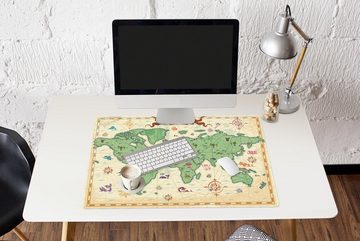 MuchoWow Gaming Mauspad Weltkarte - Kinder - Piraten - Vintage - Jungen - Mädchen - Kinder (1-St), Büro für Tastatur und Maus, Mousepad Gaming, 90x60 cm, XXL, Großes