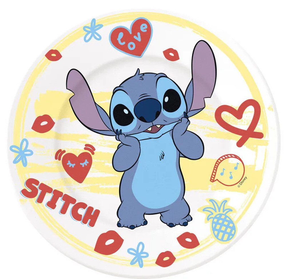 Lilo & Stitch Kindergeschirr-Set Disney Lilo und Stitch Heart Porzellan-Essgeschirr, Mikrowellengeeignet, spülmaschinenfest